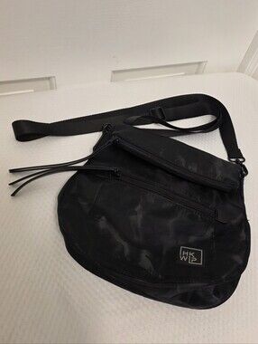 IHKWIP Black Foldover Saddle Crossbody Bag, Lightweight, Casual, I.D Holder